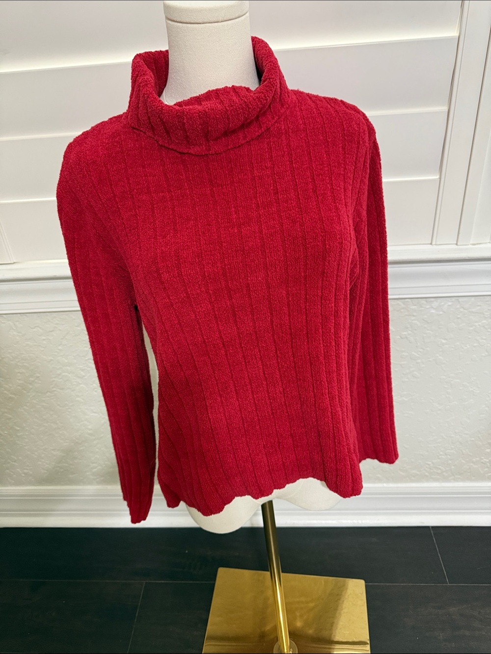 J. Jill Red Ribbed Turtleneck Sweater